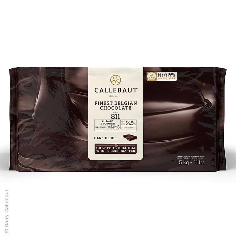 Callebaut - Cioccolato fondente, in blocchi, per praline, 54,5% Cacao, 5 kg