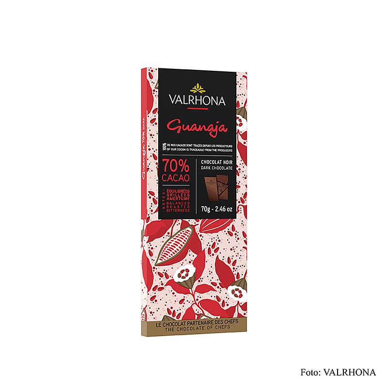 Valrhona Guanaja - Cioccolato fondente con granella di cacao, 70% Cacao, 70 g