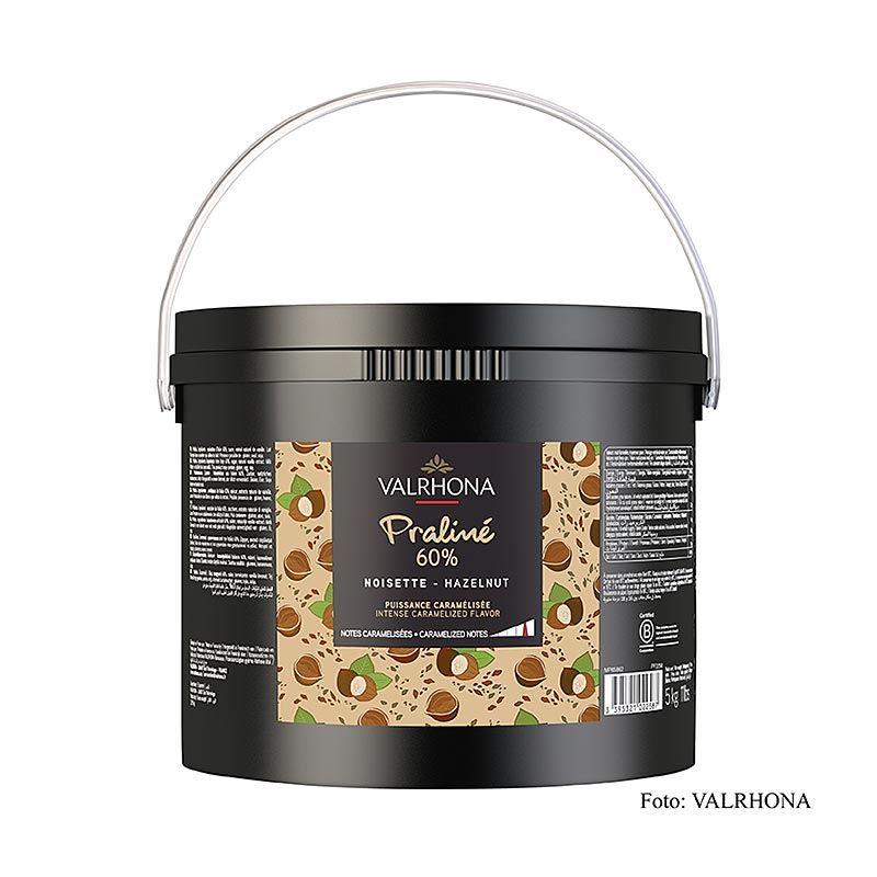 Valrhona - Praliné Masse fein, 60% Haselnuss, intensive Nuss- und kräftige Karamellnoten, 5 kg