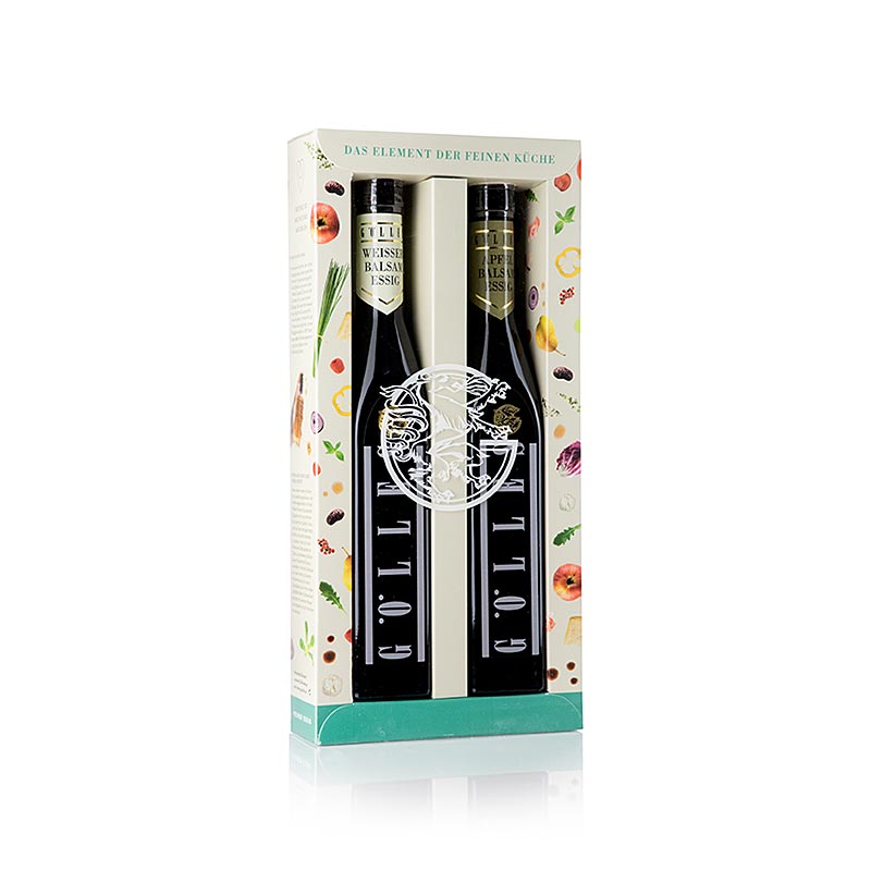 Set di aceti Gölles Duo con aceto di mele al balsamico e aceto bianco al balsamico, 500 ml, 2 x 250 ml