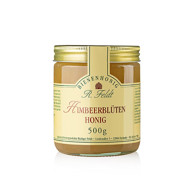 Imkerei Feldt - Himbeerblüten-Honig, hell, mild-fruchtig, feines Himbeeraroma, 500 g