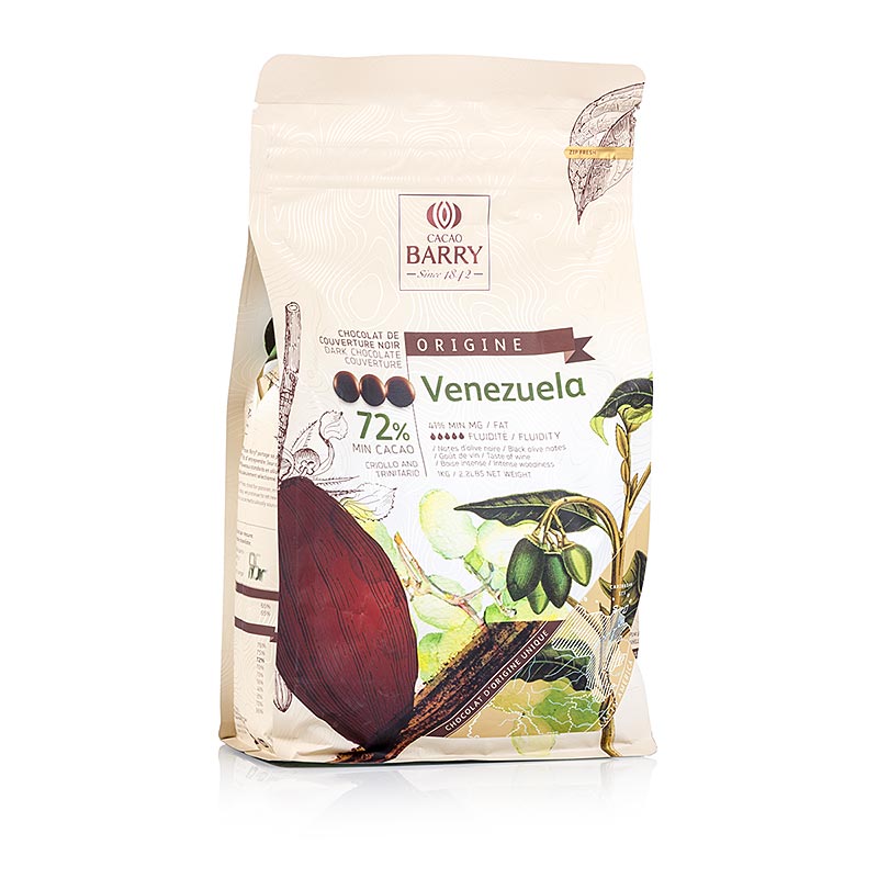 Callebaut - Origine Venezuela, chocolat noir, Callets, 72 % Cacao, 1 kg