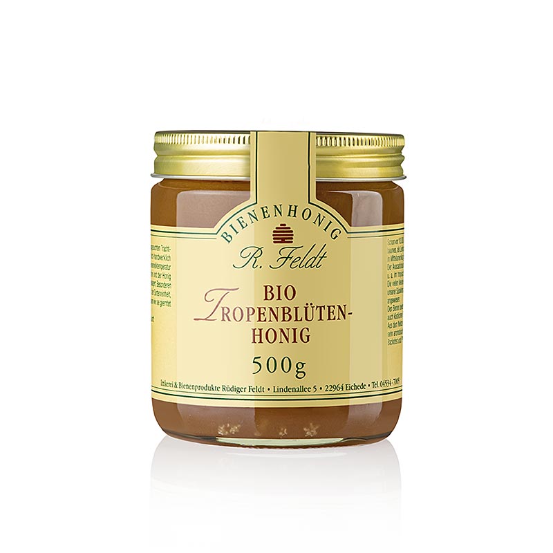 Feldt Tropenblüten-Honig, gold, flüssig, blumig, BIO, 500 g