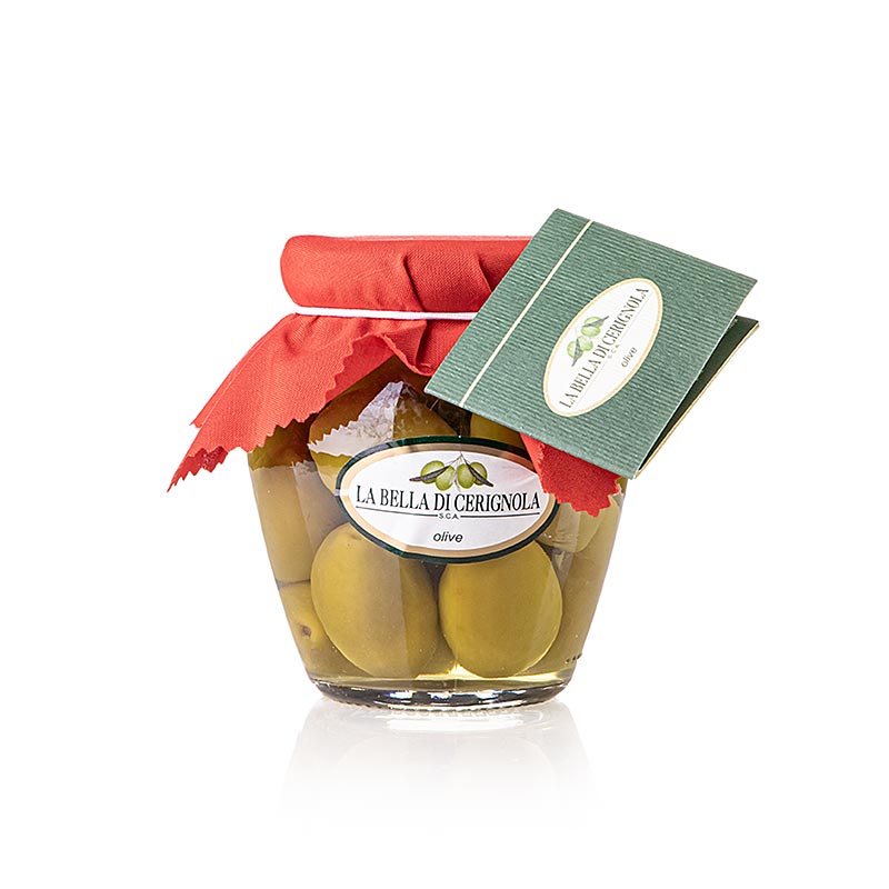 Olives vertes géantes, avec noyau, "Bella di Cerignola", en saumure, 300 g