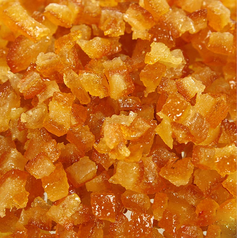 Orangeat, scorza d'arancia candita, tagliata a dadini fini, 6 mm, Corsiglia Facor, 2,5 kg
