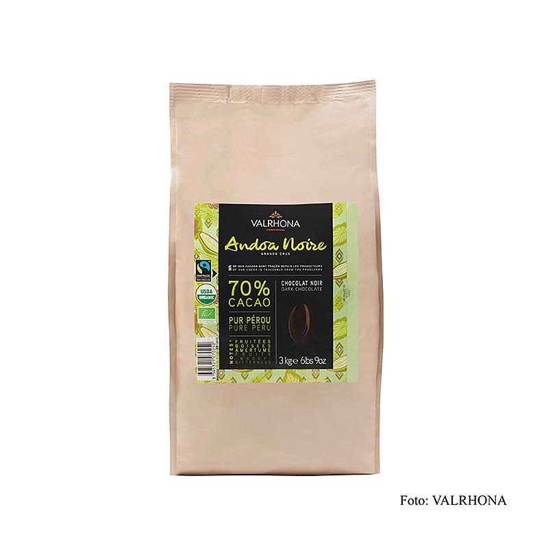 Valrhona Andoa Noire 70% 3 kg callets, Fairtrade, BIO (12515), 3 kg | Copertura, Forme di cioccolato, Prodotti al cioccolato | thungourmet