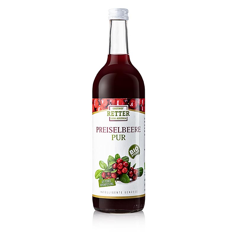 Jus d'airelles rouges, 100% pur jus, Obsthof Retter, BIO, 750 ml