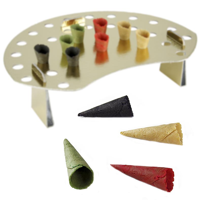 Mini-cornets Basic, neutre, rouge, vert, noir, ø 2,5x7,5cm, avec support de gaufrette, 11 kg, 260 pc