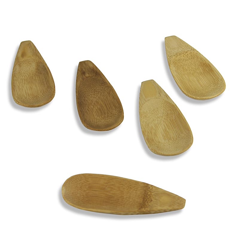 Cucchiaio per ciotola in bambù riutilizzabile, piatto e solido, a forma di cucchiaio, 10x3,8 cm, 25 pezzi.