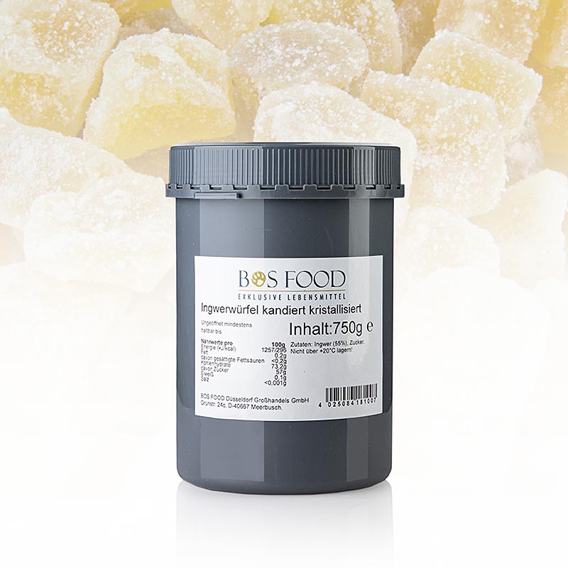 Gingembre en cubes, confit, sec/cristallisé, 750 g