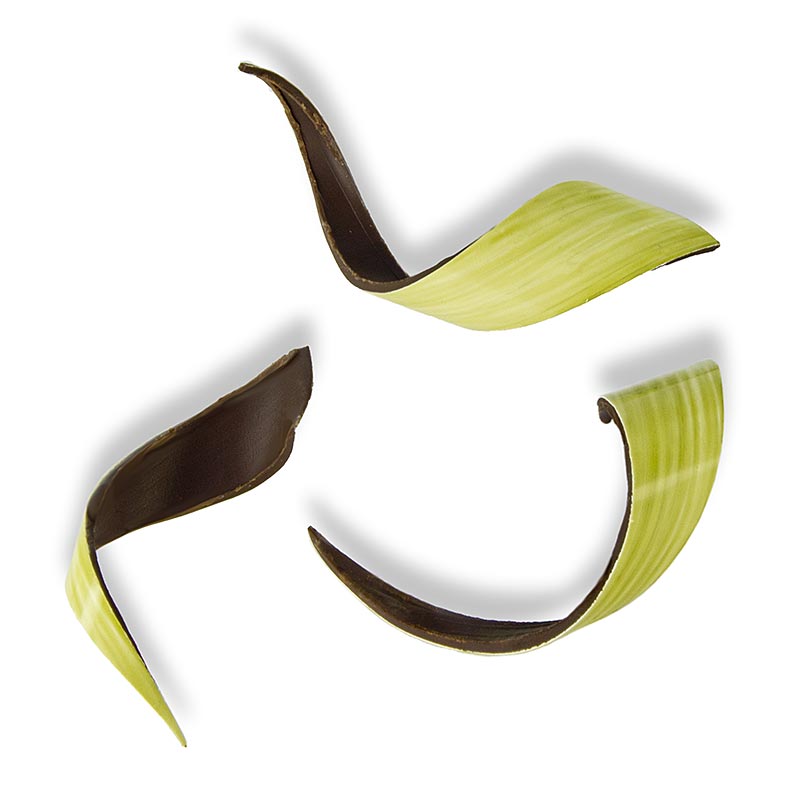 Décorations "Twist Green", enrobage vert, chocolat noir, 20x80mm, 130g, 80pcs
