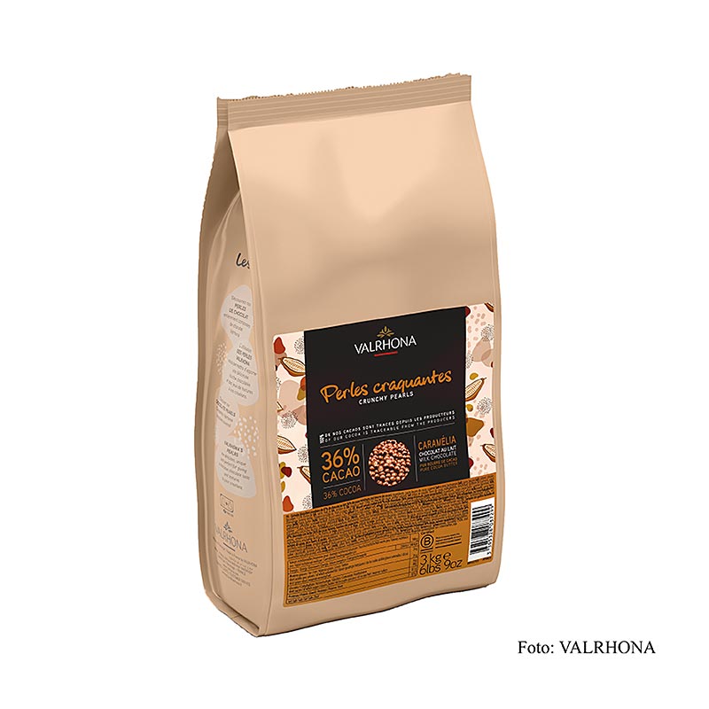 Perles croustillantes Valrhona, fourrées aux céréales et enrobées de chocolat au lait, 36 % Cacao, 3 kg