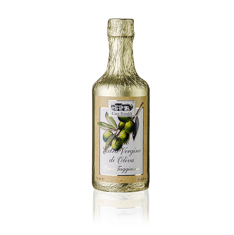 Olio d'oliva , Casa Rinaldi "Oro di Taggiasca", non filtrato, confezione con lamina dorata, 500 ml