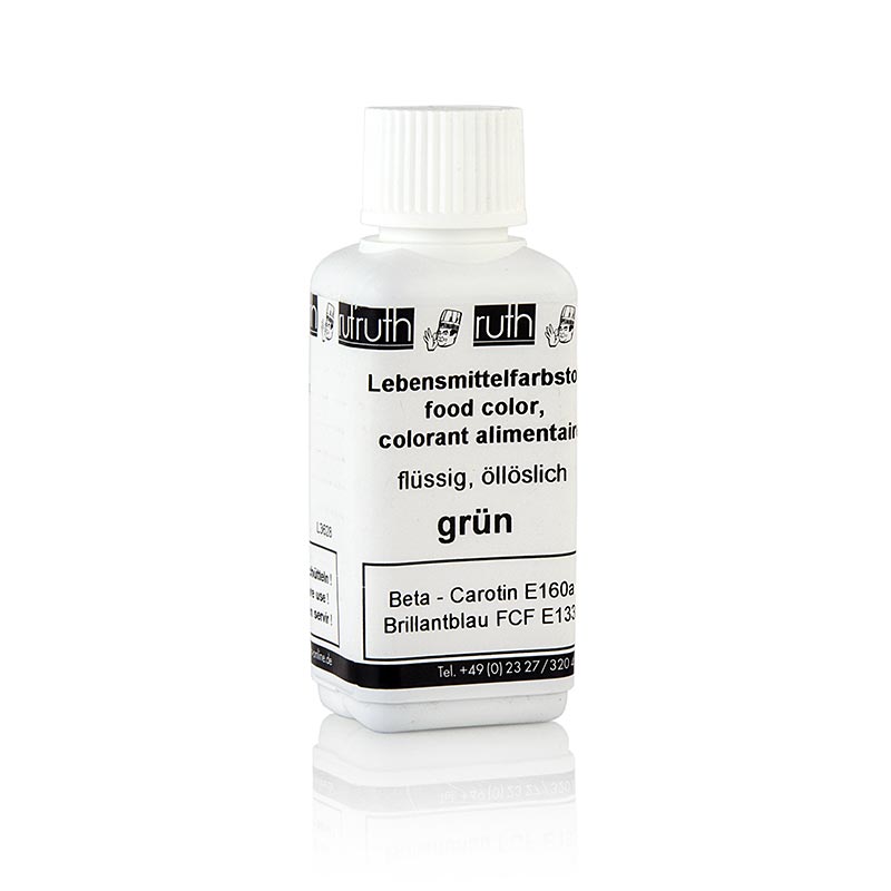 Colorant alimentaire, vert, liquide, soluble dans la graisse, Ruth (7703a), 90 g