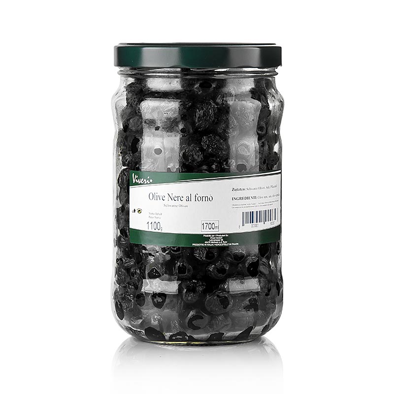 Viveri - Olives noires, avec noyau, séchées, « al Forno » (au four), 1,1 kg