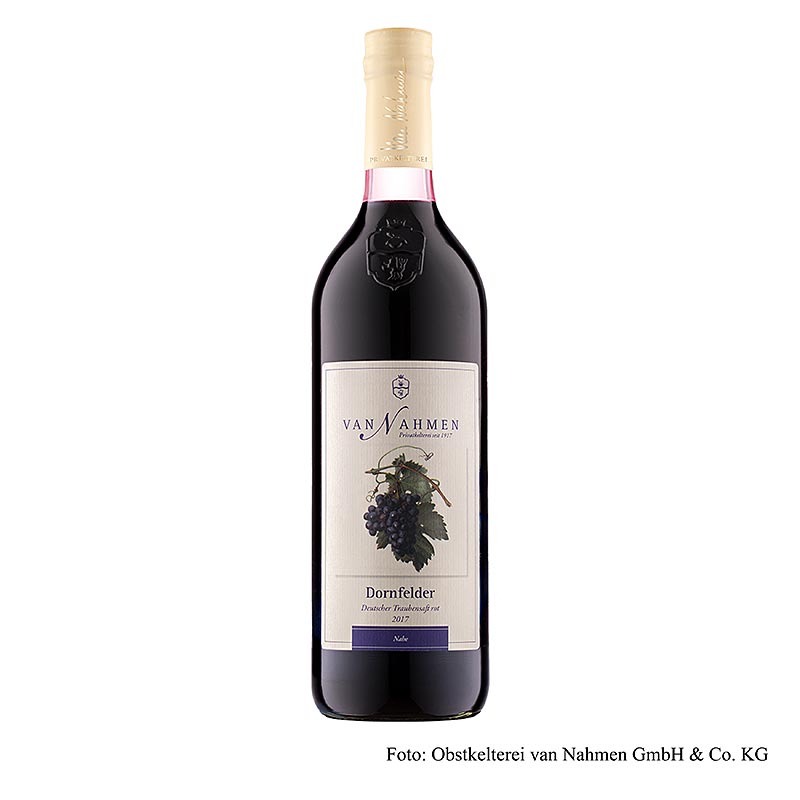 van Nahmen Jus de raisin Dornfelder, rouge, 100 % pur jus, BIO, 750 ml