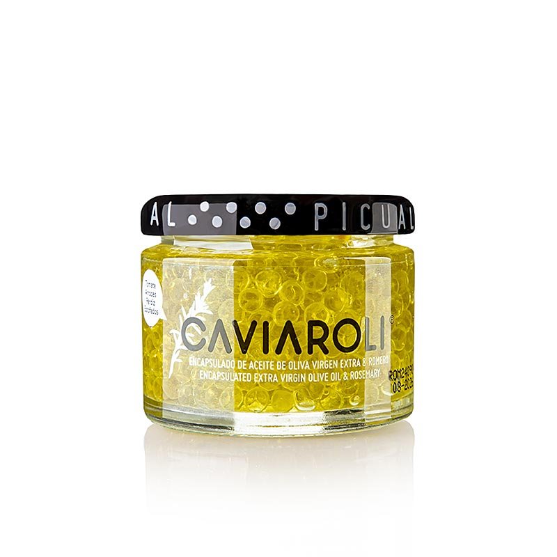 Caviaroli® Caviar d'huile d'olive, petites perles Huile d'olive romarin, vert, 50 g | Caviar, huîtres, produits à base de poisson et de fruits de mer | thungourmet