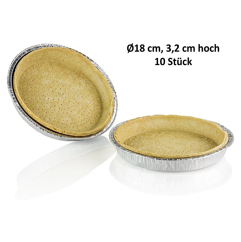 Pâte feuilletée pour quiche en barquette alu, hauteur 3,2cm, ø 18cm, Pidy, 850 g, 10 pcs