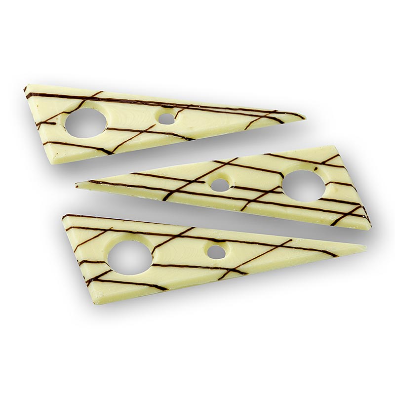 Garniture décorative "Tramontana" - triangle, perforé, chocolat blanc, rayé, 690 g, 131 Pc
