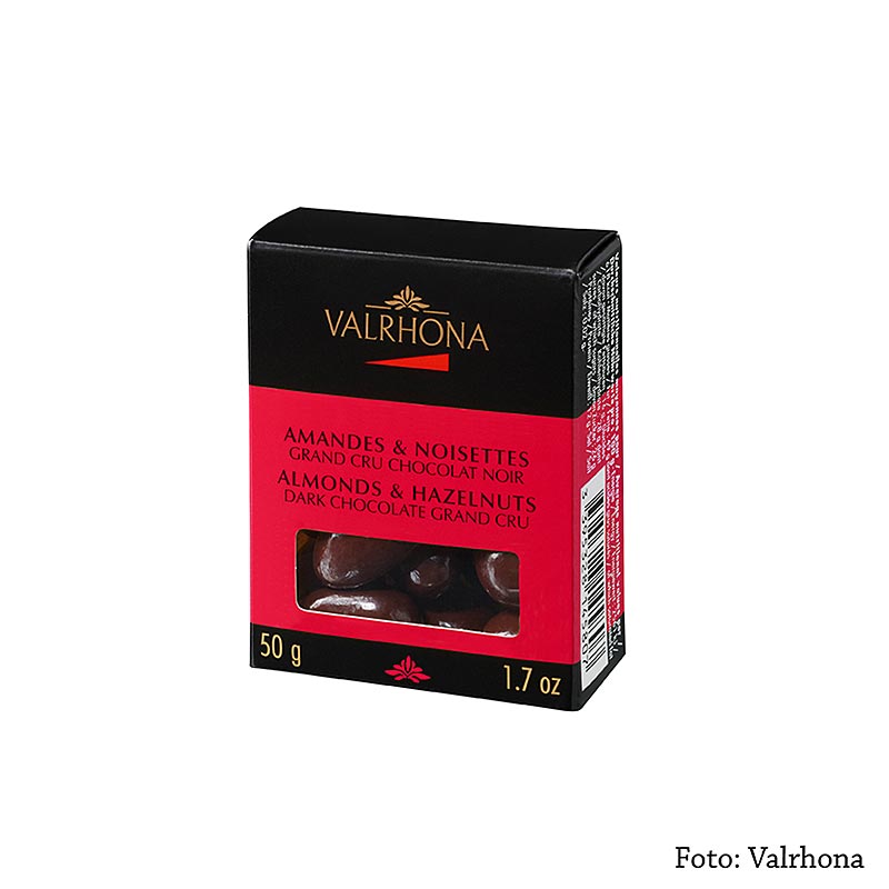 Bocconcini Valrhona Equinoxe - Mandorle/nocciole in cioccolato fondente, 50 g