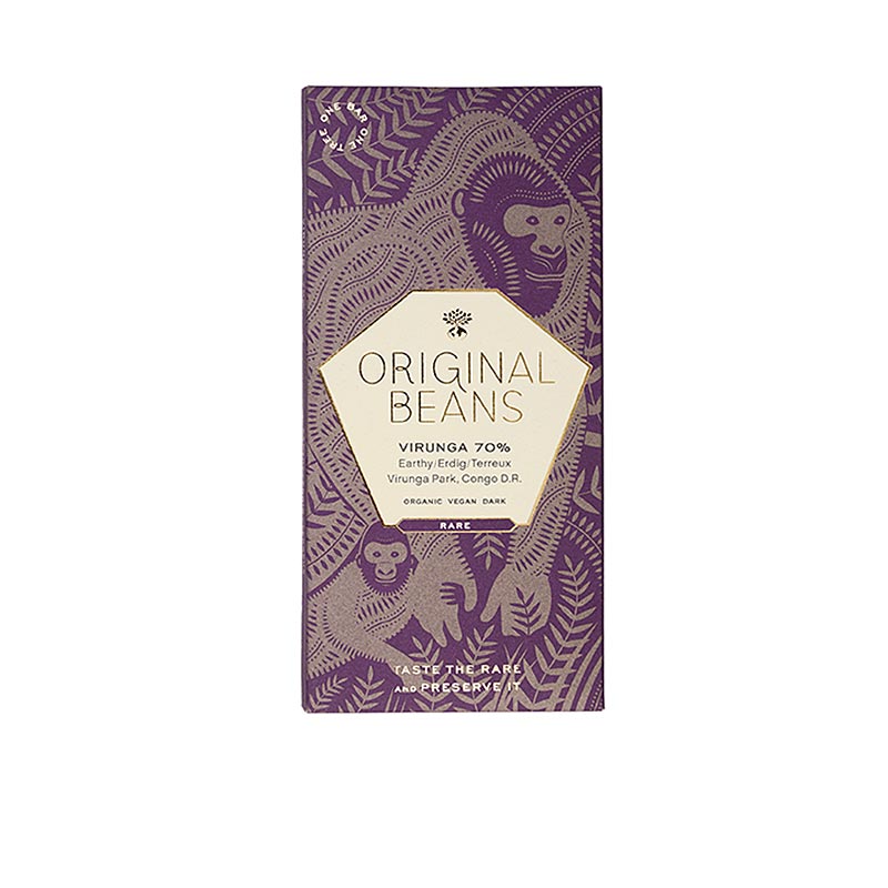 Cru Virunga Congo, tavoletta di cioccolato fondente al 70%, Original Beans, biologico, 70 g