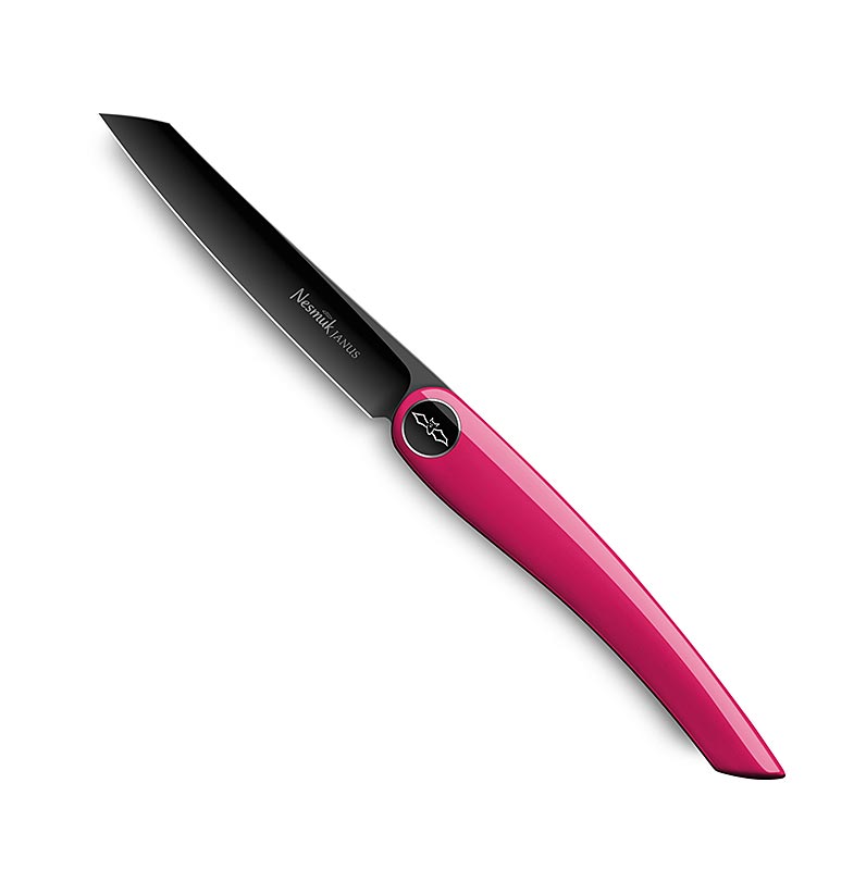 Coltello pieghevole (folder) Nesmuk Janus, 202 mm (115 mm chiuso), finitura laccata rosa, 1 pz.