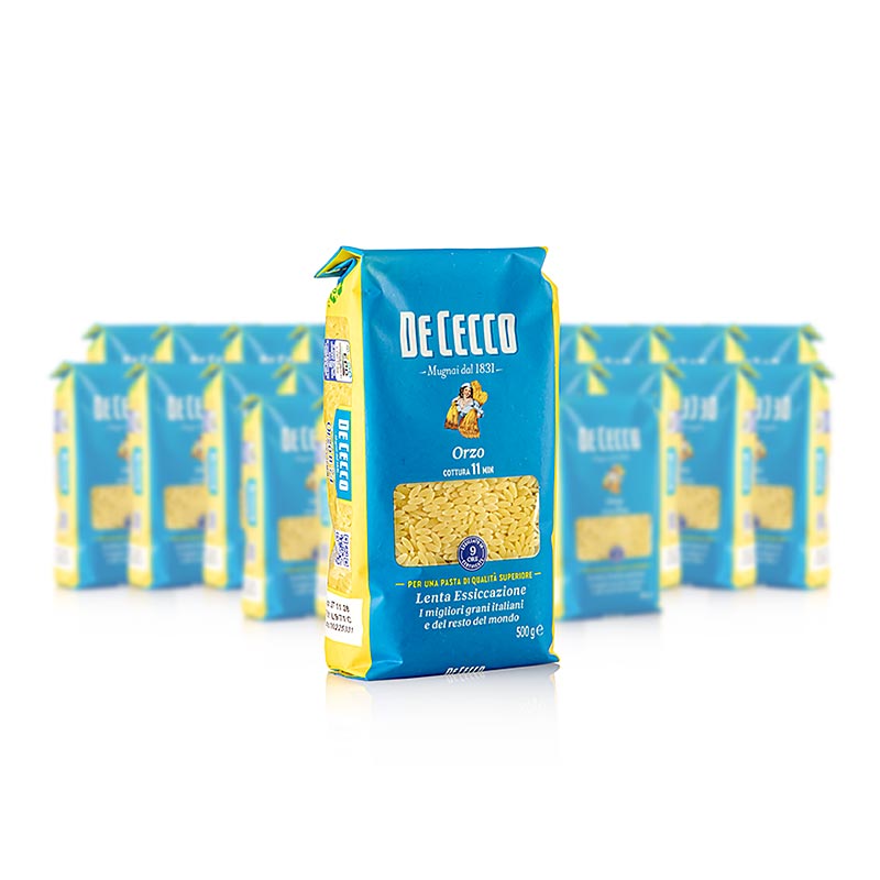 De Cecco Orzo / Riso (pâtes en forme de grains de riz), n° 74, 12 kg, 24 x 500 g