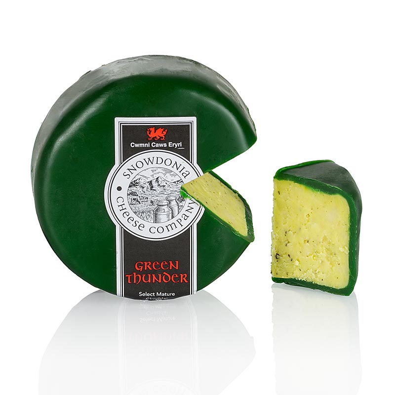 Wolfram Berge - Snowdonia - Green Thunder, formaggio Cheddar con aglio ed erbe aromatiche, cera verde, 200 g