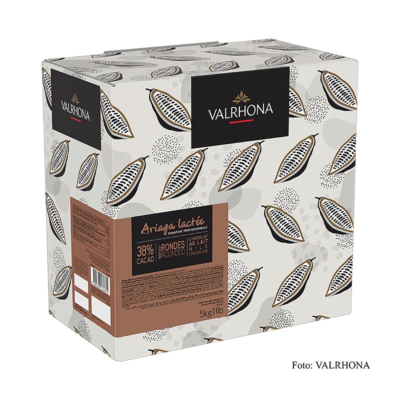 Valrhona Ariaga Lactée, chocolat de couverture au lait, callets, 38 % Cacao, 5 kg