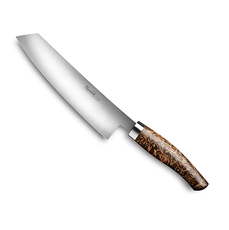 Couteau de cuisine Nesmuk Soul 3.0, 180 mm, virole en acier inoxydable, manche en bouleau figlé, 1 pièce