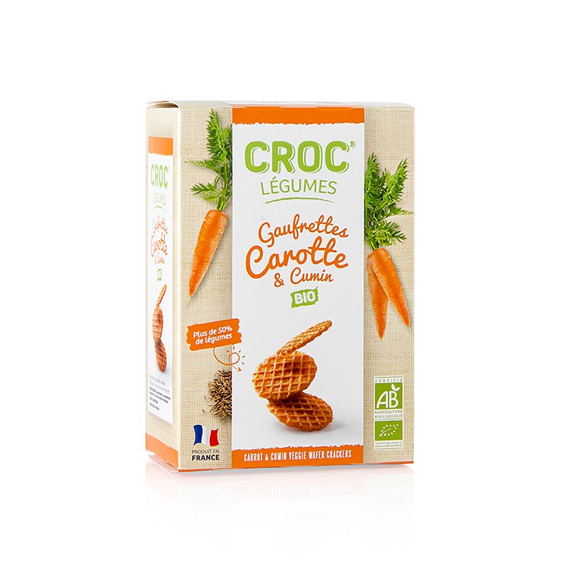 Patisserie des Flandres - Barsnack Croc Légumes - franz. Mini-Waffeln mit Karotte & Cumin, BIO, 40 g