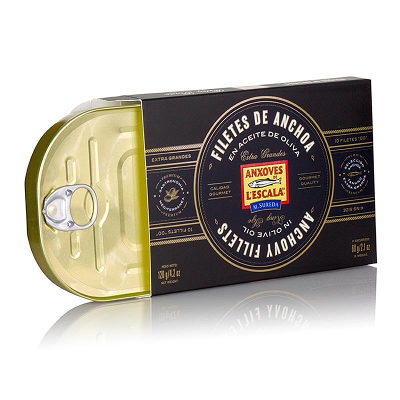 Filetti di acciuga di prima scelta, Olio d'oliva, formato King Size, L'Escala, 120 g