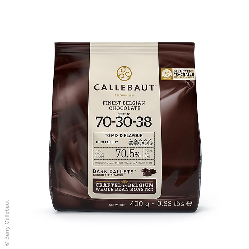Callebaut - Cioccolato fondente, Callets, 70,5% Cacao 70-30-38), 400 g
