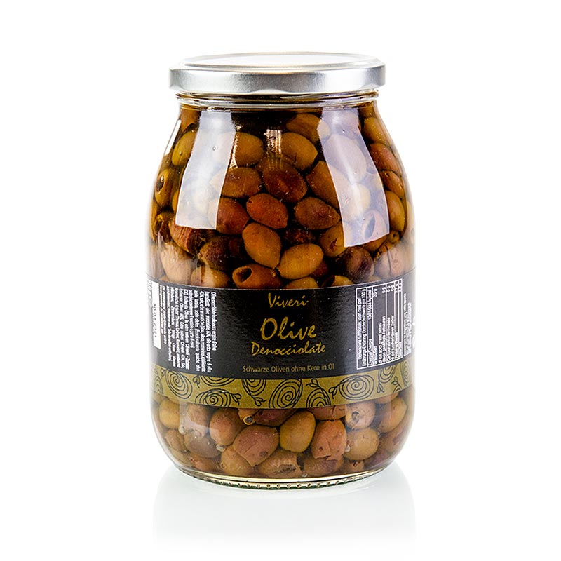 Olive nere, snocciolate, varietà Leccino, Viveri, 950 g