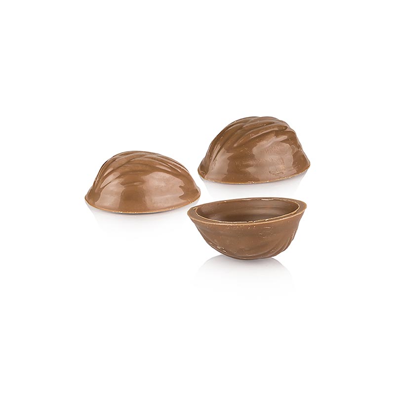 Palinen demi-coque noix, lait entier, 27x35mm, 12mm h, Läderach, 1,971 kg, 896 pcs