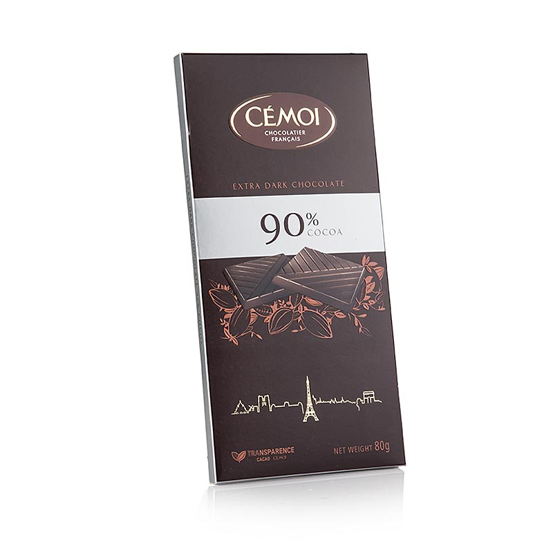 Tavoletta di cioccolato fondente, 90% Cacao, Cémoi, 80 g