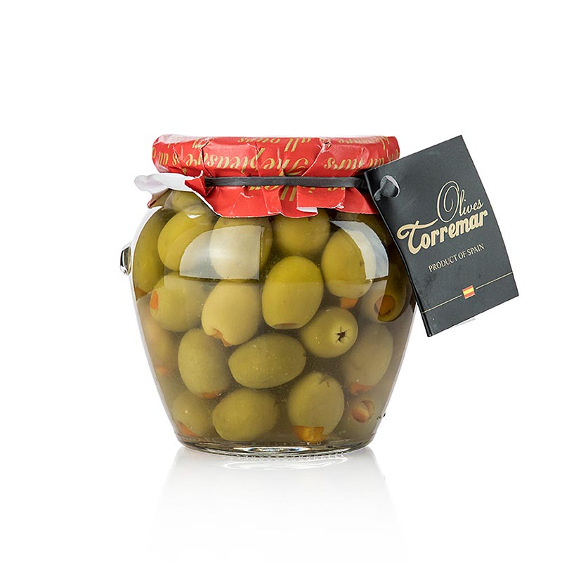 Olives vertes dénoyautées, Manzanilla, à l'orange, Torremar S.L., 580 g