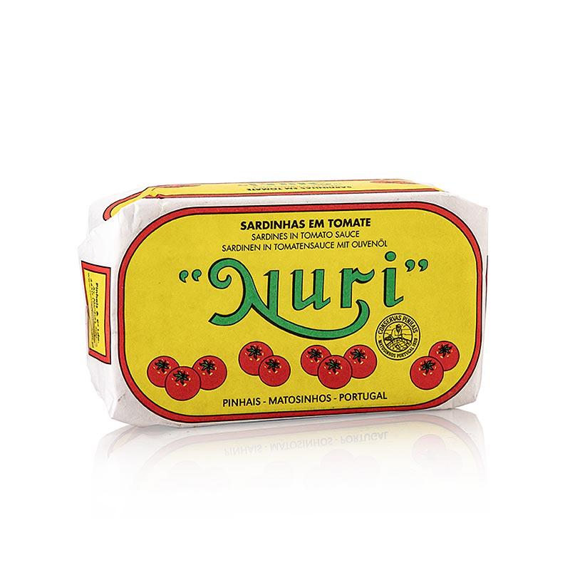 Sardine intere, in Olio d'oliva salsa di pomodoro, 3-5 Pezzi, Nuri (Portogallo), 125 g