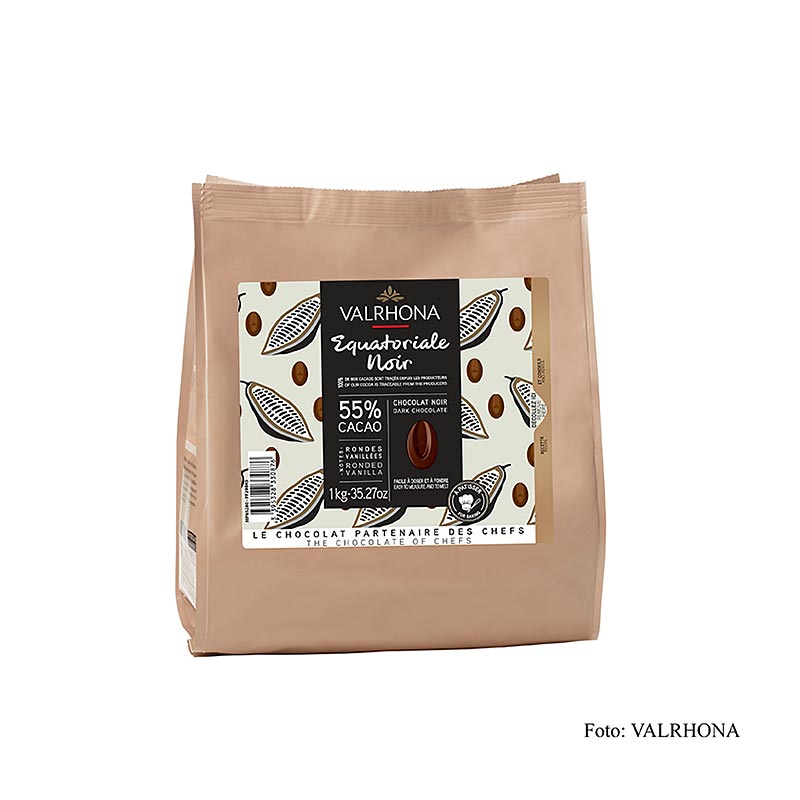 Valrhona Equatoriale Noire 55%, callets, copertura fondente (4661), 1 kg