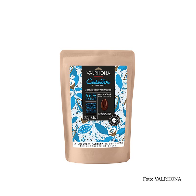 Valrhona Caraibe, cioccolato fondente, 66%, callets, 250 g