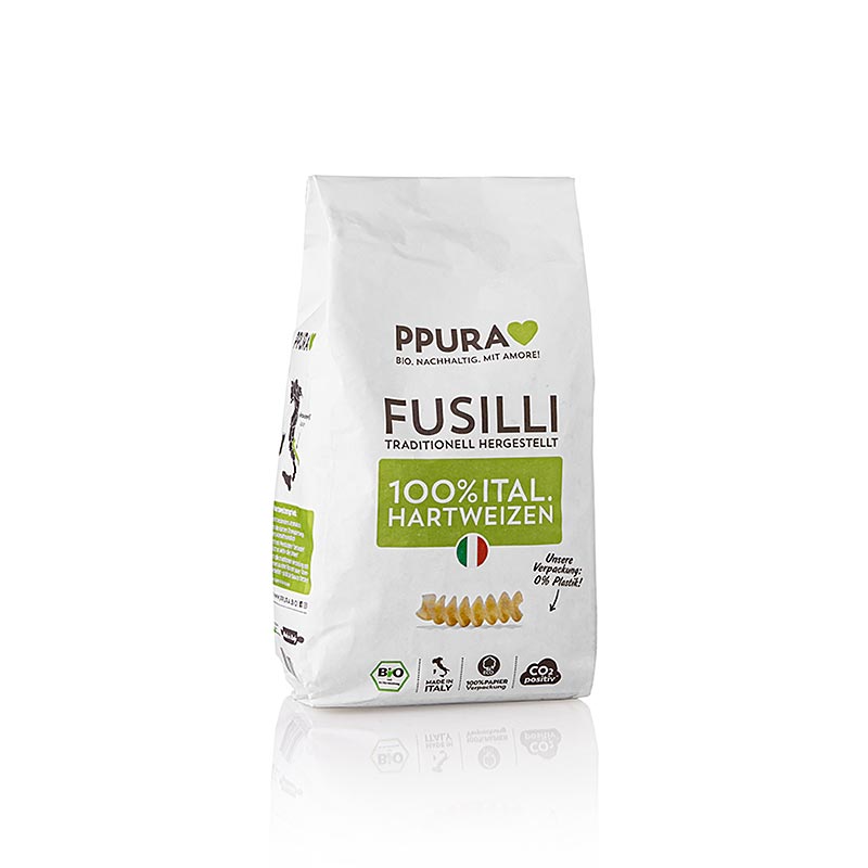 Ppura pâtes fusilli de blé dur italien, BIO, 500 g