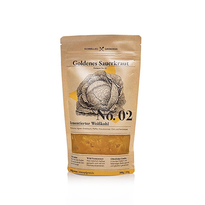 Plantes vertes rapides - No. 2 Choucroute dorée (chou blanc fermenté au curcuma), 300 g