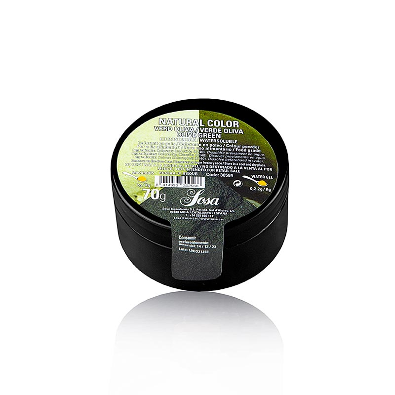 Sosa Colorante alimentare naturale verde oliva, in polvere, solubile in acqua (38584), 70 g