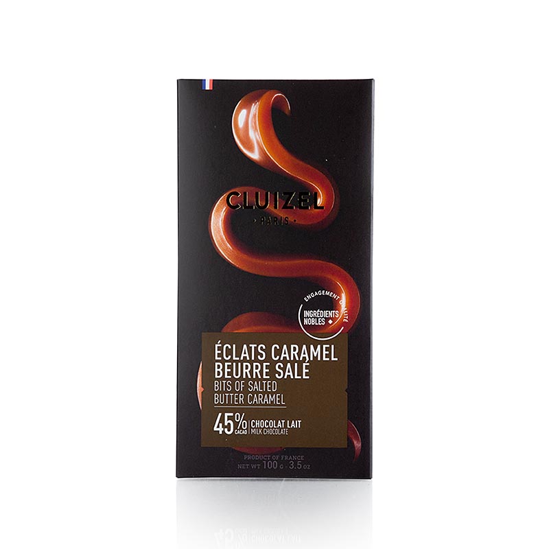 Tavoletta di cioccolato al caramello salato al 45% di latte, Michel Cluizel (12371), 100 g