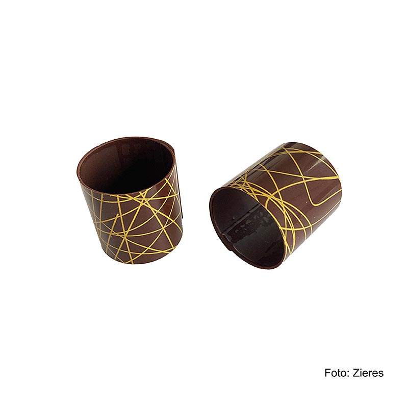 Cannelloni au chocolat (3,5cm-Ø 3,5cm) foncé avec lignes jaunes, 215 g, 35 pcs