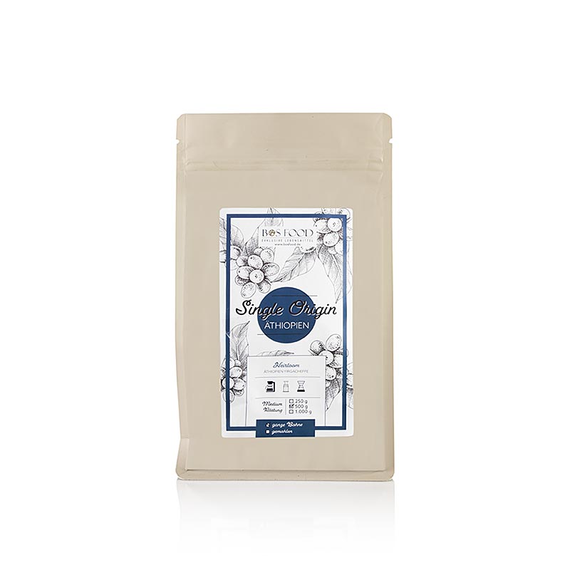 BOS FOOD - Café d'origine unique Café Éthiopie Yirgacheffe, grains entiers, 500 g