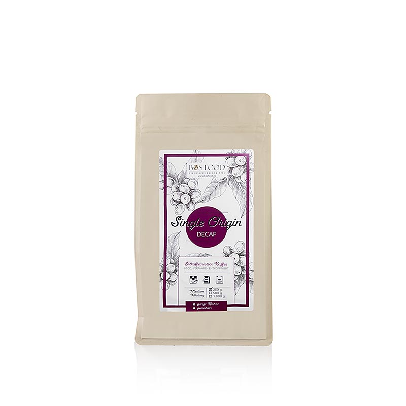 BOS FOOD - Café d'origine unique Café Décaféiné, en grains, 250 g