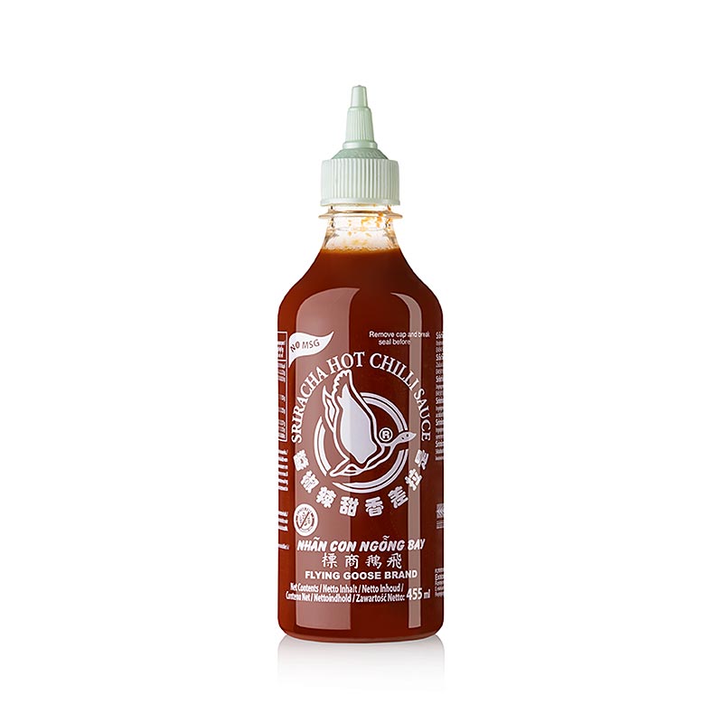 Sauce chili - Sriracha sans glutamate monosodique, piquante, Bouteille souple, Flying Goose, 455 g