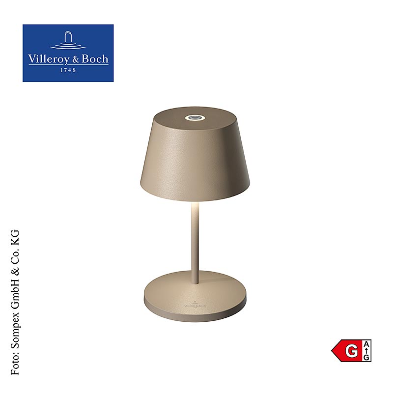 Lampe de table « SEOUL 2.0 », avec batterie rechargeable, 20 x 11 cm, aluminium, couleur sable (96963), 1 pièce