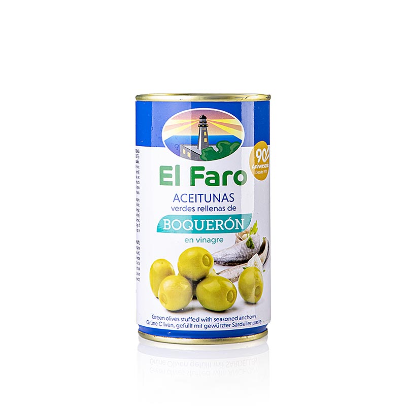 Olives vertes, avec anchois Boqueron (vinaigre d'anchois), El Faro, 350 g